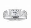 Premium Princess-Cut Crystal Ring – 925 Sterling Silver Textured Designer Band Ring