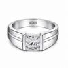 Bold Square-Cut Solitaire Men's Ring β 925 Sterling Silver S925 Hallmarked