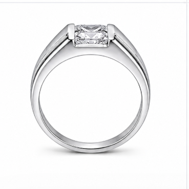 Bold Square-Cut Solitaire Men's Ring β 925 Sterling Silver S925 Hallmarked