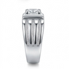 Classic Square Solitaire Ring – 925 Sterling Silver Grooved Band Statement Ring