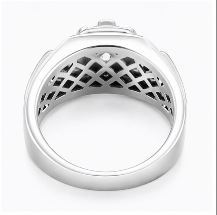 Premium S925 Silver Round Cut Solitaire Ring with Bold Designer Band