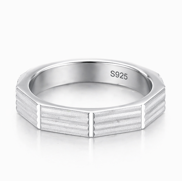Modern Pyramid Texture Band Ring in 925 Sterling Silver