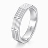 Modern Linear Texture Geometric Ring in 925 Sterling Silver