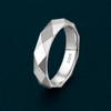 Modern Geometric Faceted Ring in 925 Sterling Silver