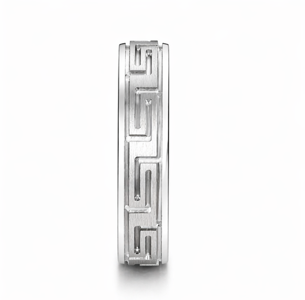Modern Greek Pattern Band Ring in 925 Sterling Silver