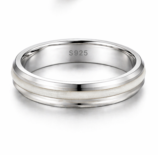 Elegant Dual Inlay Band Ring in 925 Sterling Silver