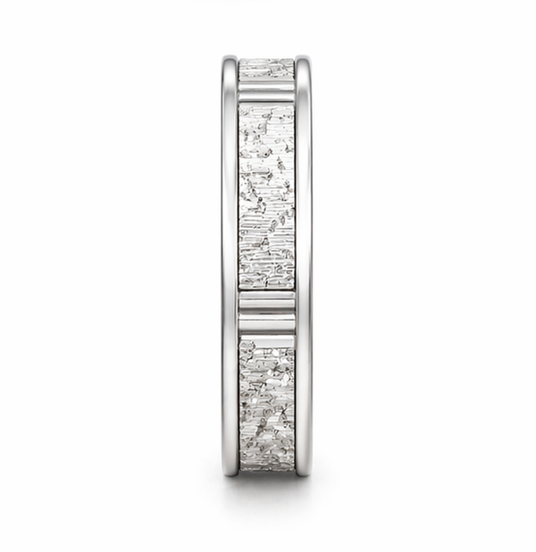 Elegant Textured Groove Band Ring in 925 Sterling Silver