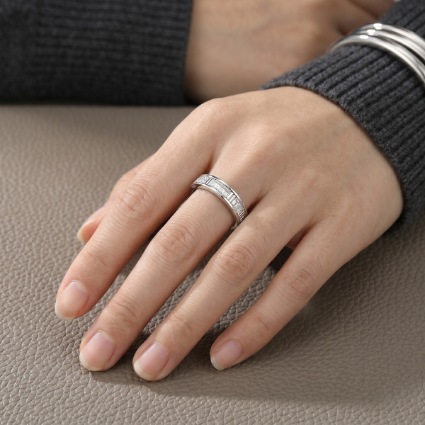 Elegant Textured Groove Band Ring in 925 Sterling Silver