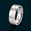 Classic Silver Band Ring with Ivory Inlay in 925 Sterling Silver