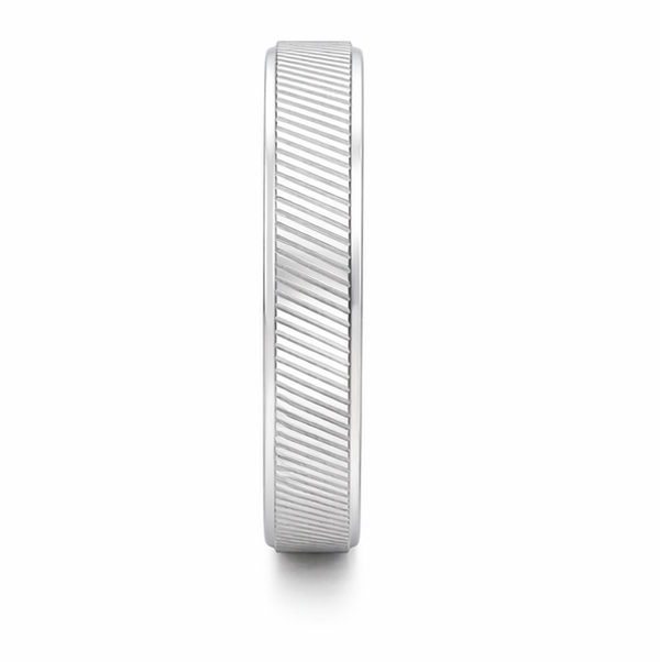 Minimal Ribbed Silver Band Ring in 925 Sterling Silver