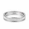 Modern Faceted Silver Band Ring in 925 Sterling Silver