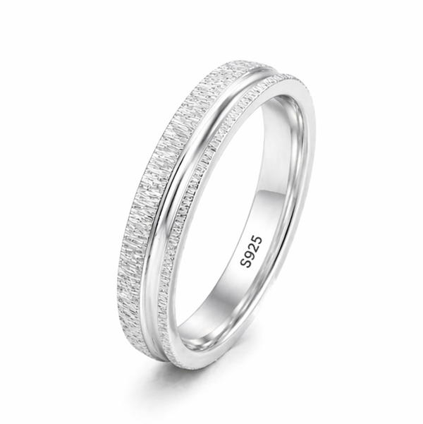 Elegant Textured Silver Band Ring in 925 Sterling Silver