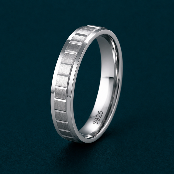Modern Geometric Matte Band Ring in 925 Sterling Silver