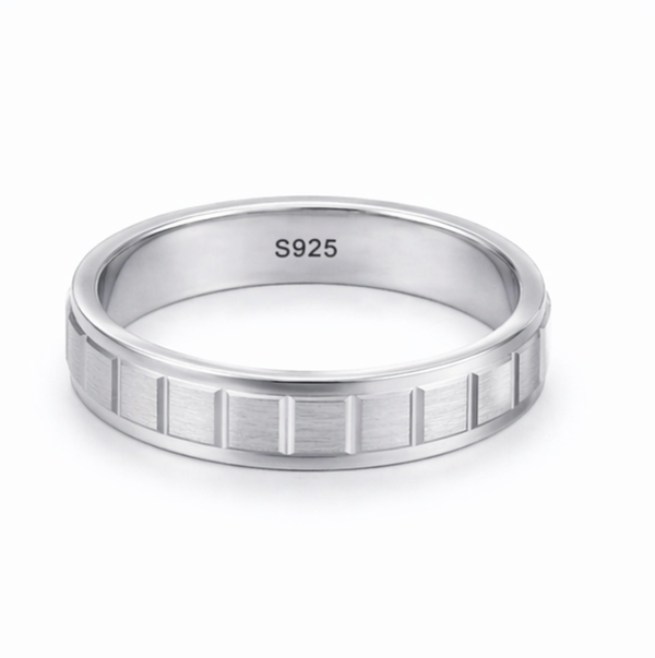 Modern Geometric Matte Band Ring in 925 Sterling Silver