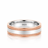 Classic Dual-Tone Beaded Band Ring in 925 Sterling Silver