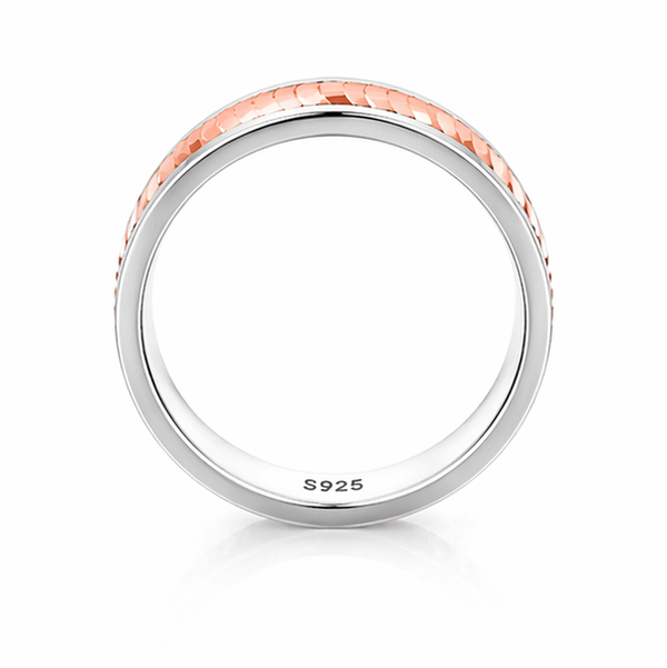 Modern Ribbed Rose Gold Band Ring in 925 Sterling Silver