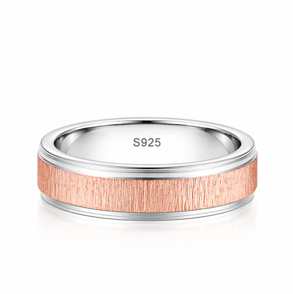 Minimal Rose Gold Textured Band Ring in 925 Sterling Silver