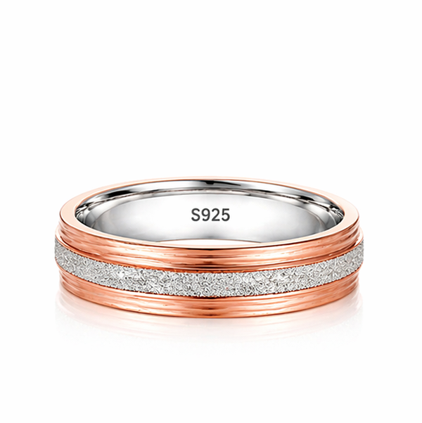 Elegant Rose Gold Textured Band Ring in 925 Sterling Silver