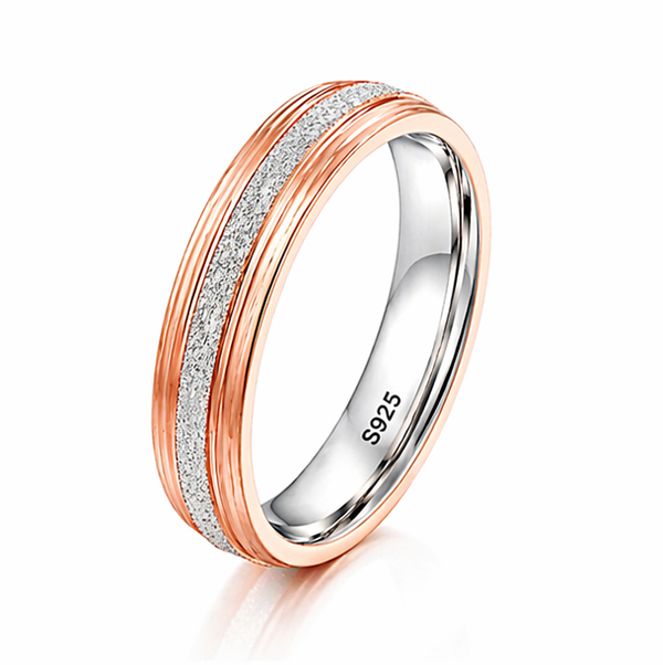 Elegant Rose Gold Textured Band Ring in 925 Sterling Silver