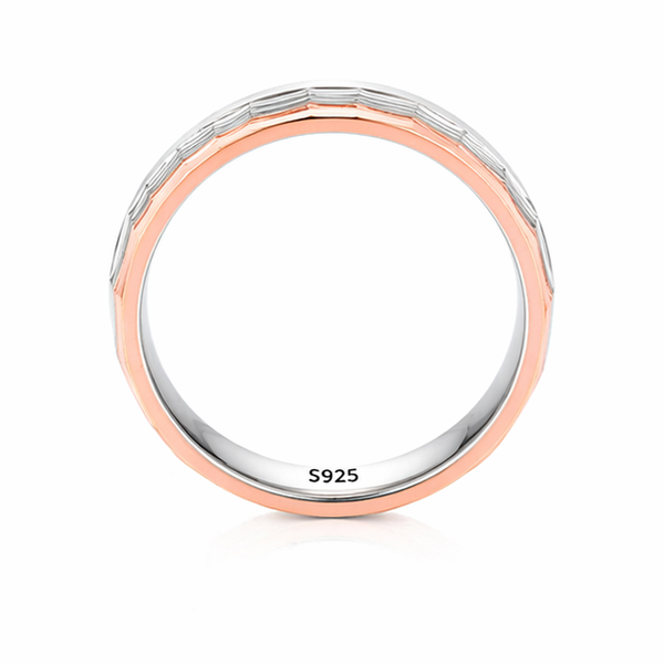 Elegant Faceted Dual-Tone Designer Ring in 925 Sterling Silver
