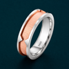Modern Dual-Tone Textured Band Ring in 925 Sterling Silver