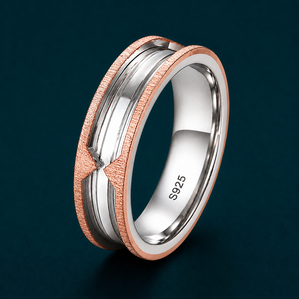 Elegant Dual-Tone Groove Designer Ring in 925 Sterling Silver