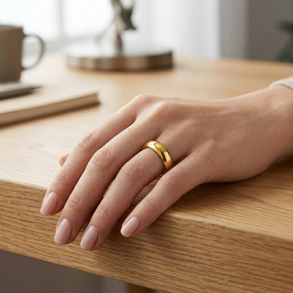 Elegant Dome Gold Band Ring in 925 Sterling Silver