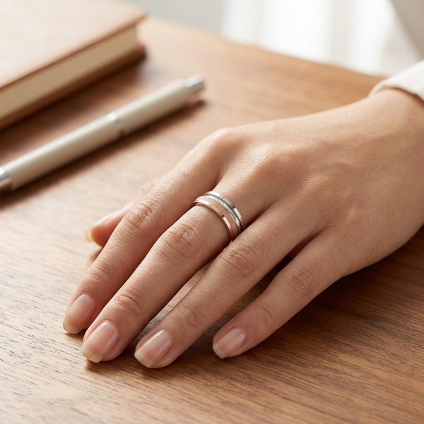Luxury Triple Tone Textured Ring in 925 Sterling Silver