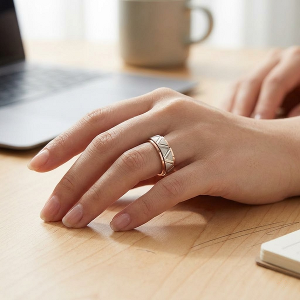 Modern Geometric Rose Gold Ring in 925 Sterling Silver