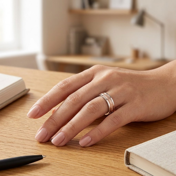 Elegant Rose Gold Textured Ring in 925 Sterling Silver