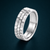Geometric Triple Groove Band Ring in 925 Sterling Silver