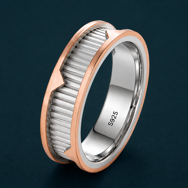 Modern Dual Tone Groove Ring in 925 Sterling Silver