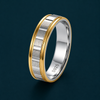 Dual Tone Brushed Groove Ring in 925 Sterling Silver