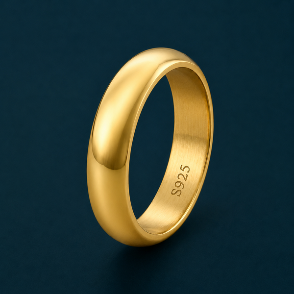 Elegant Dome Gold Band Ring in 925 Sterling Silver