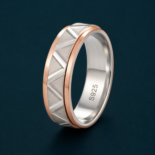 Modern Geometric Rose Gold Ring in 925 Sterling Silver