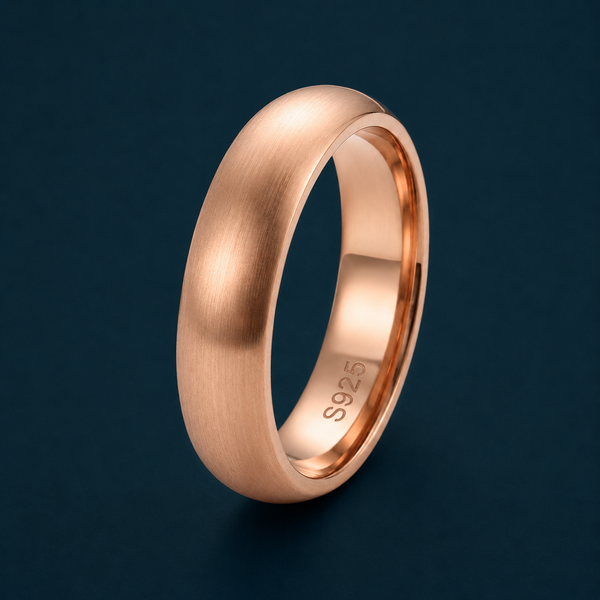 Classic Matte Rose Gold Band Ring in 925 Sterling Silver