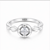 Floral Halo Solitaire Ring in 925 Sterling Silver