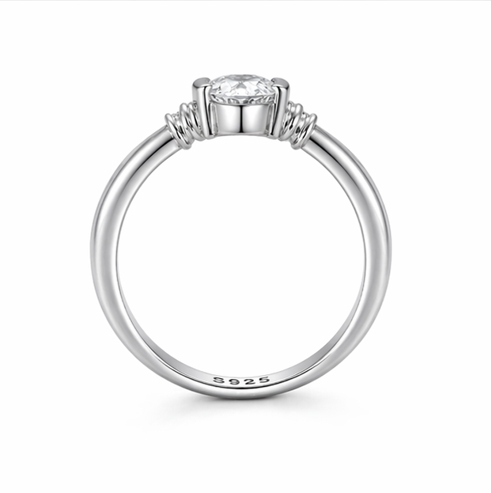 Classic Oval Solitaire Ring in 925 Sterling Silver