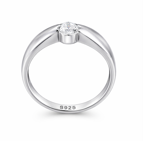 Classic Round Solitaire Ring in 925 Sterling Silver
