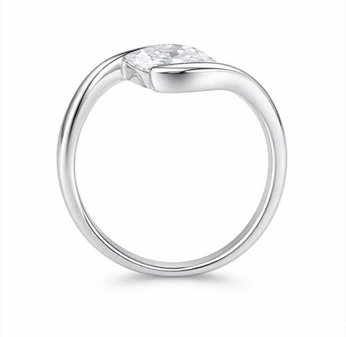 Elegant Marquise Solitaire Ring in 925 Sterling Silver