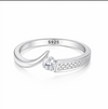 Modern Curve Solitaire Ring in 925 Sterling Silver