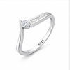 Modern Curve Solitaire Ring in 925 Sterling Silver
