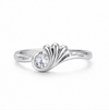 Elegant Floral Wave Solitaire Ring in 925 Sterling Silver