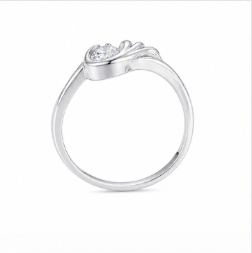Elegant Floral Wave Solitaire Ring in 925 Sterling Silver