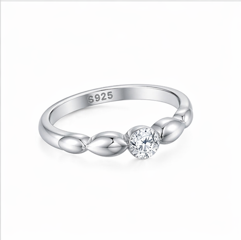 Elegant Marquise Accent Solitaire Ring in 925 Sterling Silver
