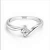 Elegant Princess Cut Curve Ring in 925 Sterling Silver