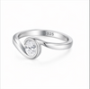 Modern Wave Bezel Solitaire Ring in 925 Sterling Silver