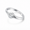Elegant Round Solitaire Curve Prong Ring in 925 Sterling Silver