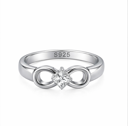 Elegant Infinity Bow Solitaire Ring in 925 Sterling Silver