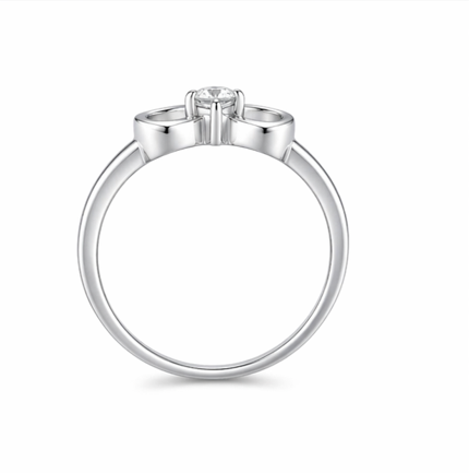 Elegant Infinity Bow Solitaire Ring in 925 Sterling Silver